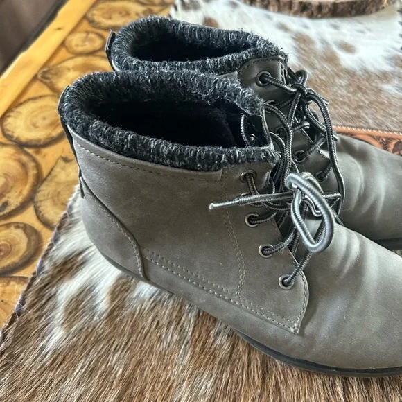 Gray Lace-Up Ankle Boots - Picture 6 of 7